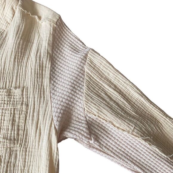 PROMESA Crinkle Cotton Henley Tunic Mini Dress Size Medium - Picture 5 of 9